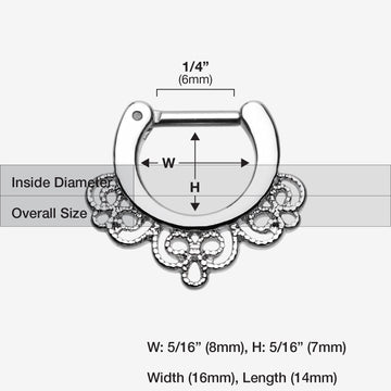 Detail View 1 of Florid Filigree Septum Clicker-Steel